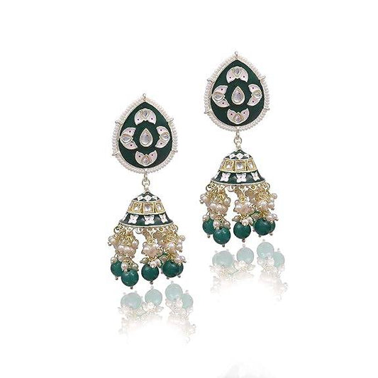 Traditional Minakari green earrings
