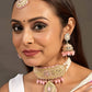 Gold Plated Rajasthani Choker Set with Pink Beads and Bandhai Work