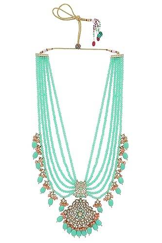 Long Layered Necklace in Rama Mint beads