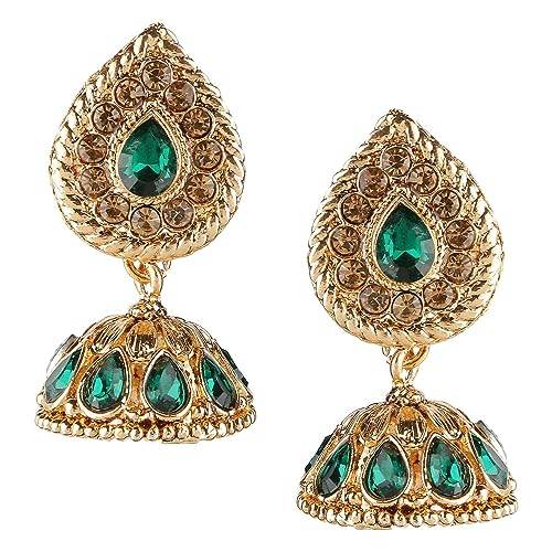 Rose Gold Plated peacock green earrings