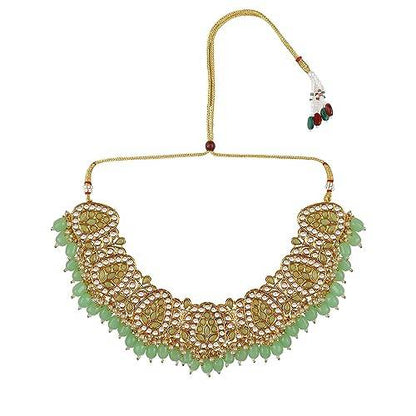 Kundan Necklace with Pista Color Beads