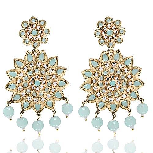 high gold firozi earring with tumble