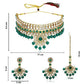 Gold Plated Mirror Work Green Necklace