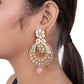 high gold plated earring with peach and white kundan stones