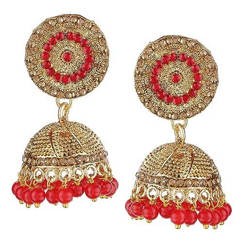 Gold Plated Traditional red jhumki