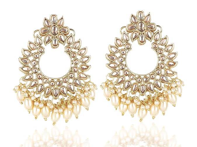 rich elegance earring tika set with white tumbles