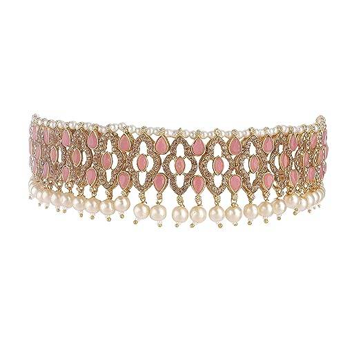 pink choker necklace set with tumbles
