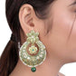 Gold plated earring with American Diamond in green Minakari