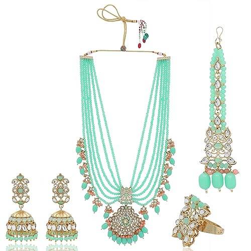 Long Layered Necklace in Rama Mint beads