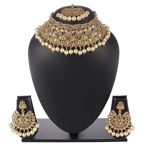 high gold plated choker with premium LCT beads