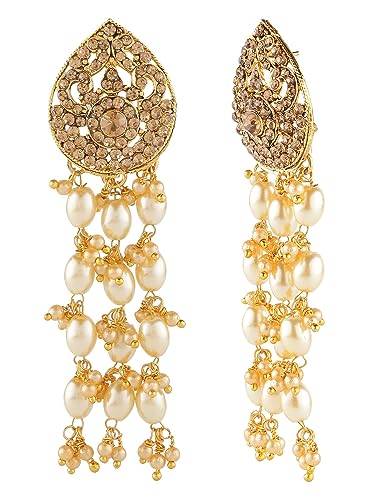 Studs Earrings with Classic Brass Chain and LCT beads