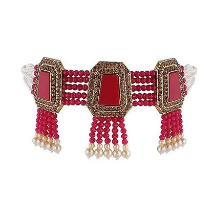 red chokar necklace unique design