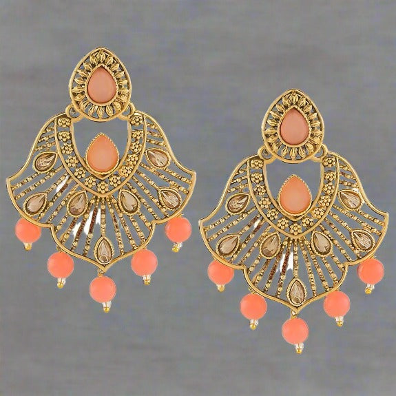 Peach Gold Plated Earrings