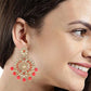 high gold plated red earring tika set