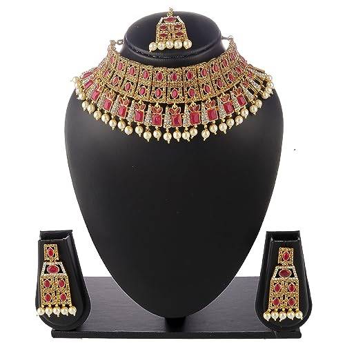 High Gold Gajari Necklace Set with Drop Tumbles