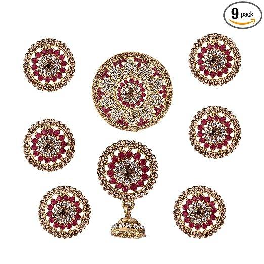 Traditional Hair Choti in Ruby Description - South Indian Style - 9 pieces - reasonable price - highest selling