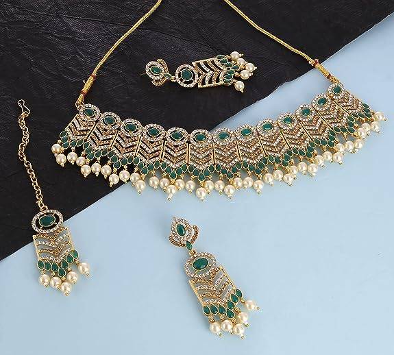 High Gold Plated Kundan fitting Design with Latest Designed Drop earring
