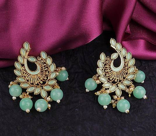 Gold Plated Kundan Firozi Earrings