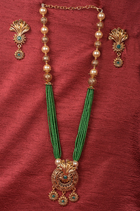 Gold Plated Long Necklace with traditional pendant