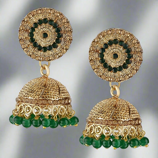 Gold Plated Traditional green jhumki