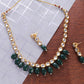 Elegant Dabbi Green Tumble Necklace With Classy Drop Earrings
