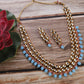polished Long Layered Necklace with Firozi Tumbles